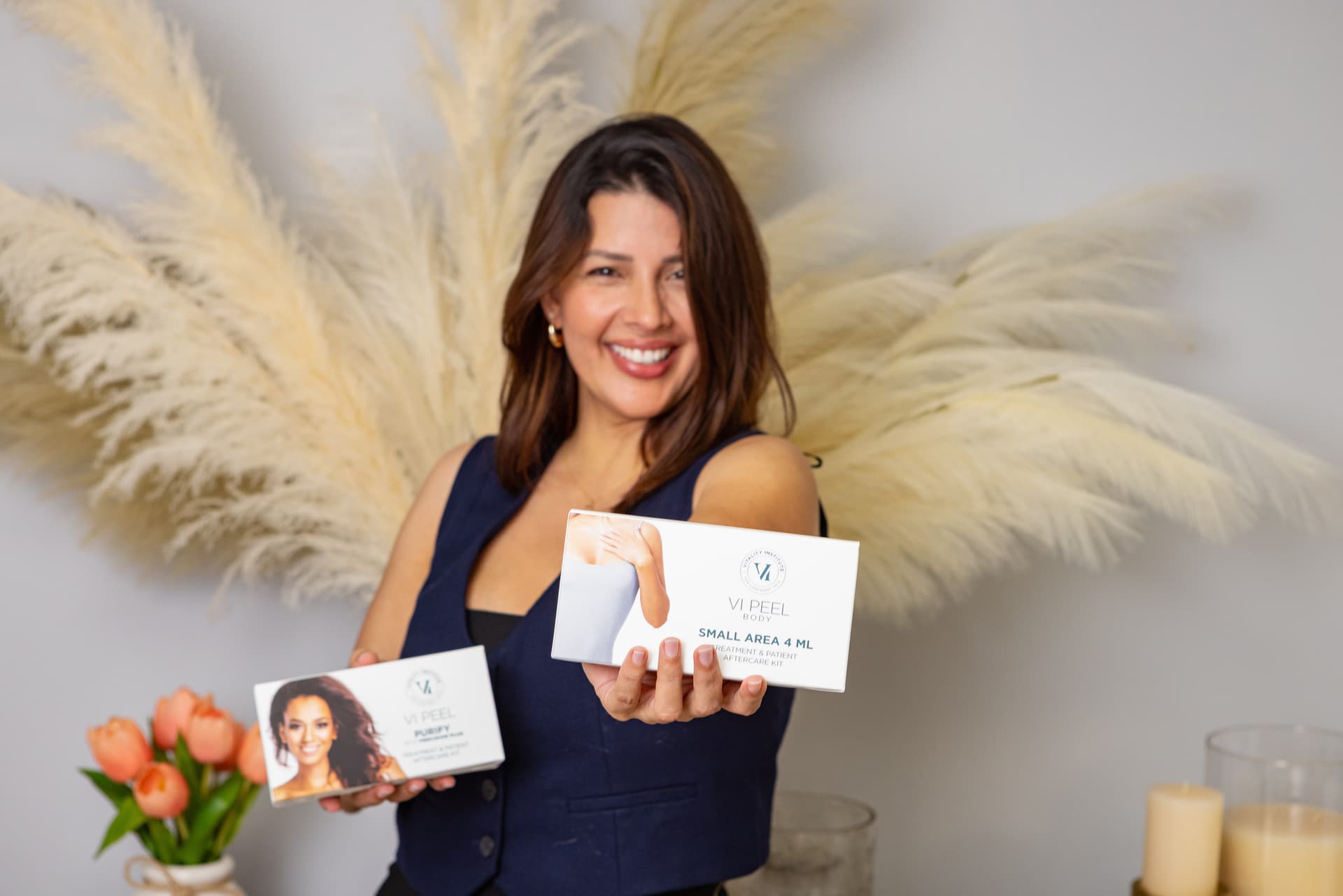 Woman drying hair hair salon